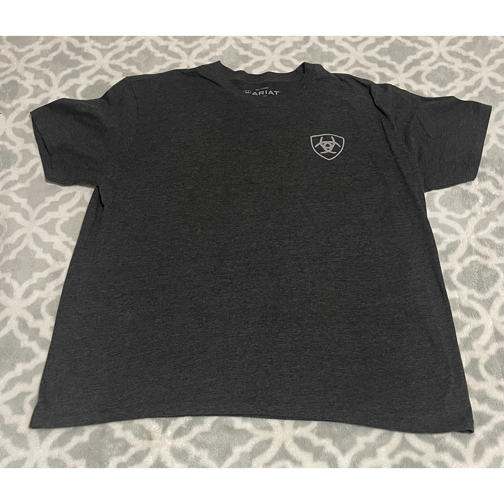 Ariat Mens XL Dark Heather Gray Graphic Shield Logo Short Sleeve T-Shirt